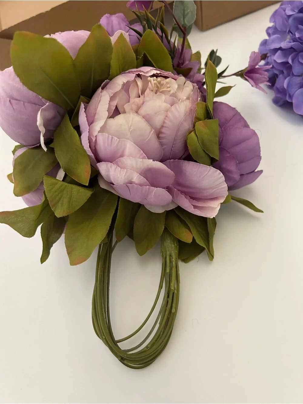 Unbranded Purple Artificial Hydrangea and Mixed Floral Bouquet Set